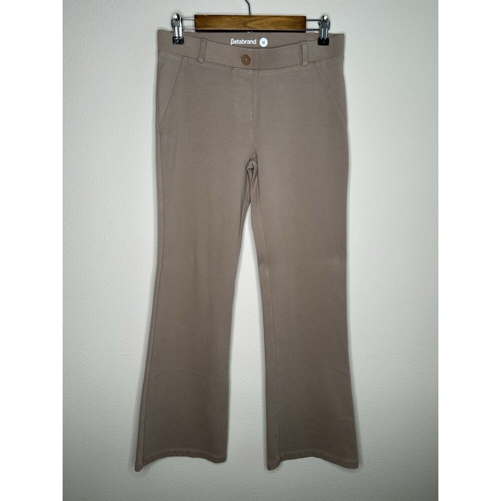 Betabrand Size Medium Career Work Pull on Khaki Twill Bootcut Yoga Dress Pants